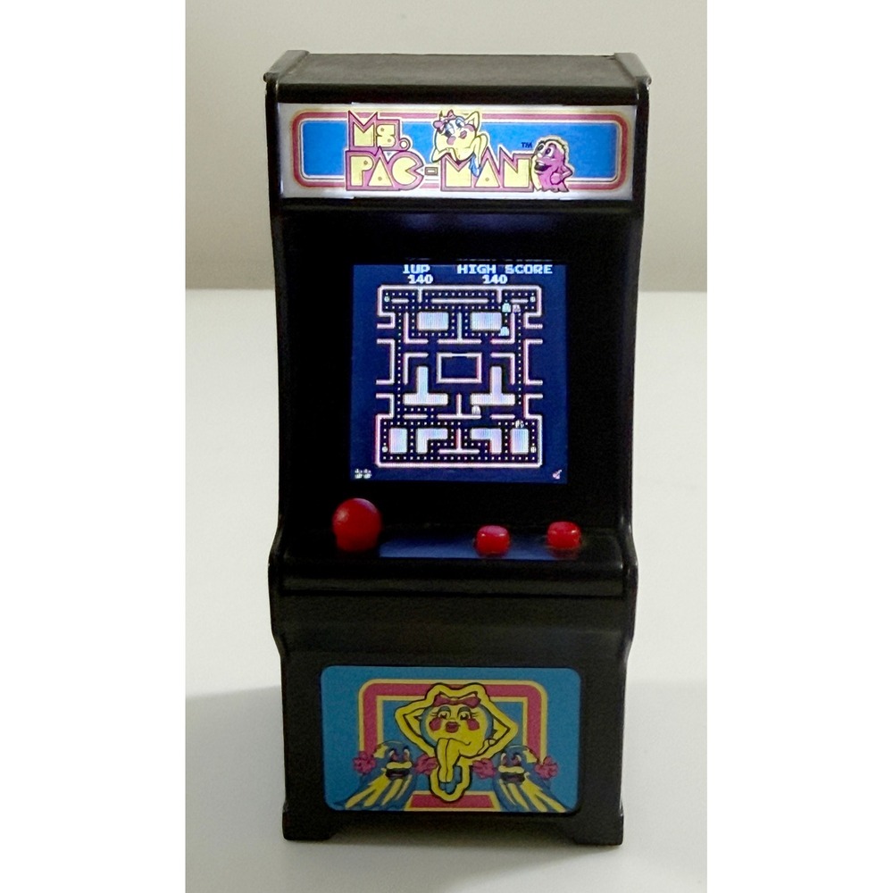 Bandai Namco Ms. Pac-Man Mini Arcade Keychain Black Retro Game